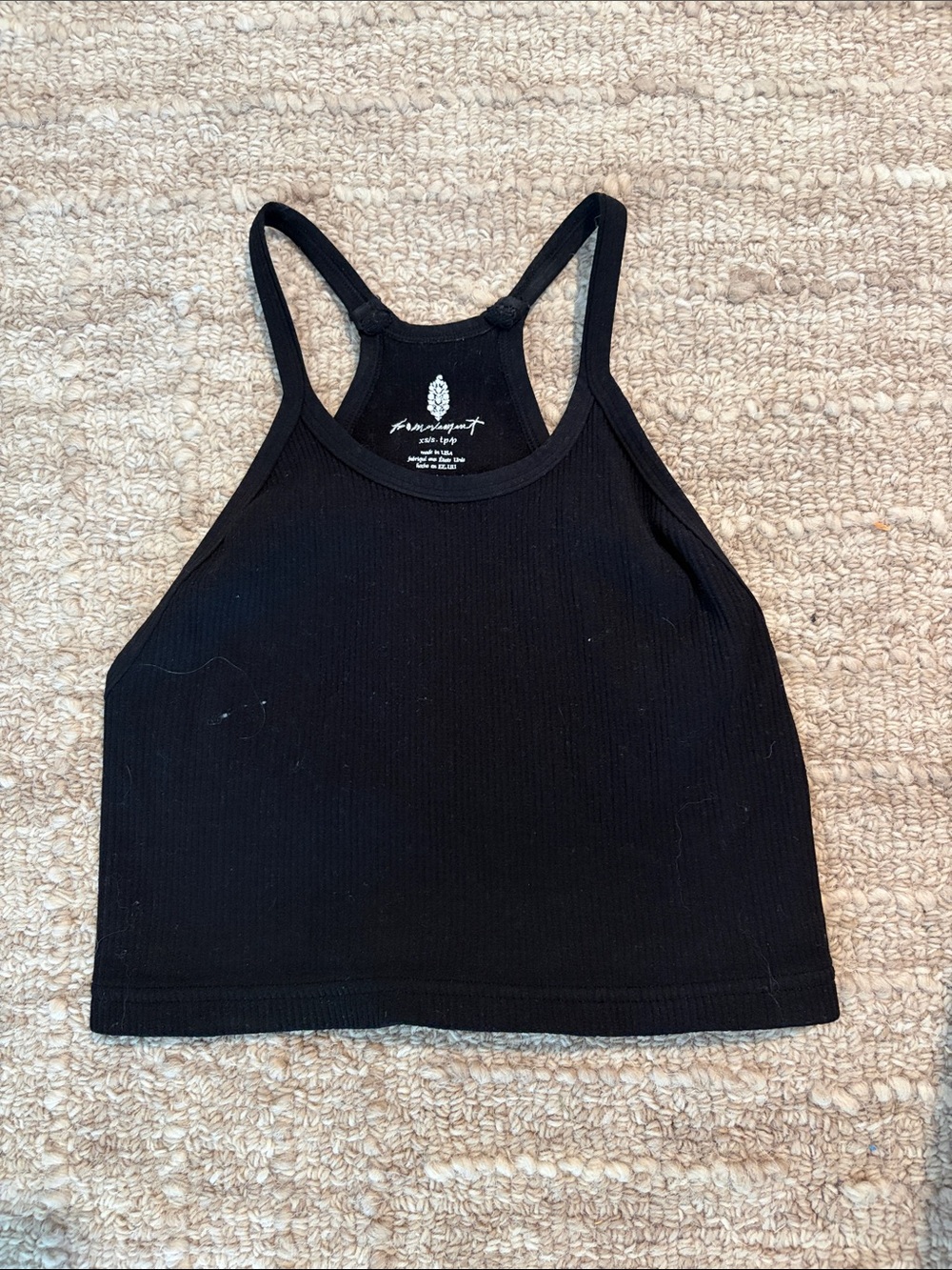 FP Movement by Free People Black Ribbed Racerback Crop Tank